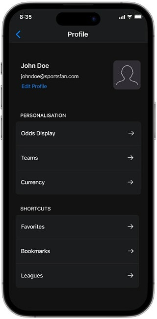 Profile Settings Mockup